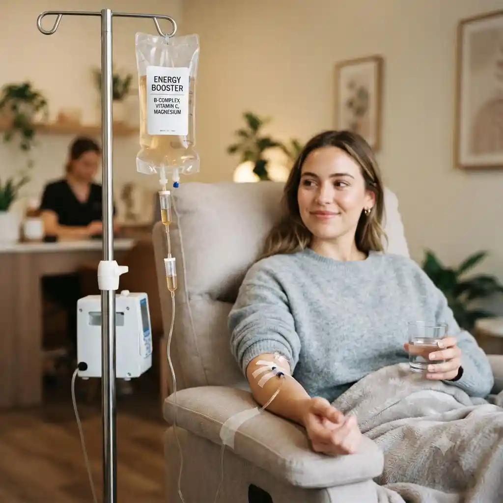 IV drip therapy administered at home by nurse in Dubai