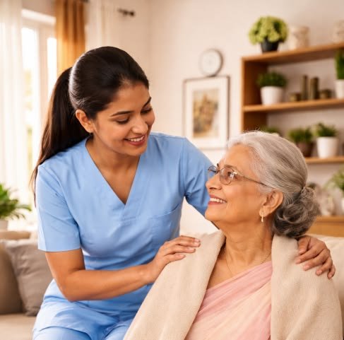 Professional nurse providing home nursing care in Dubai
